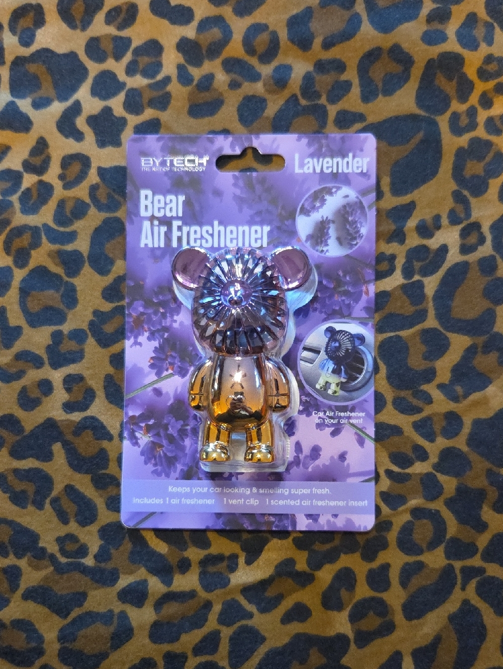 BYTECH Lavender Bear Car Air Freshener - Metallic Purple/Gold